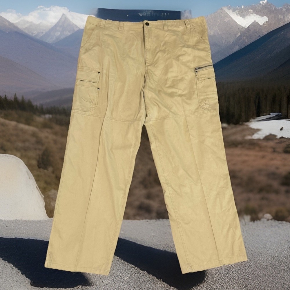 KingSize Cargo Pants Big Tall Mens 48x35‎ Tan Beige Cotton Chino Khaki OLDStock